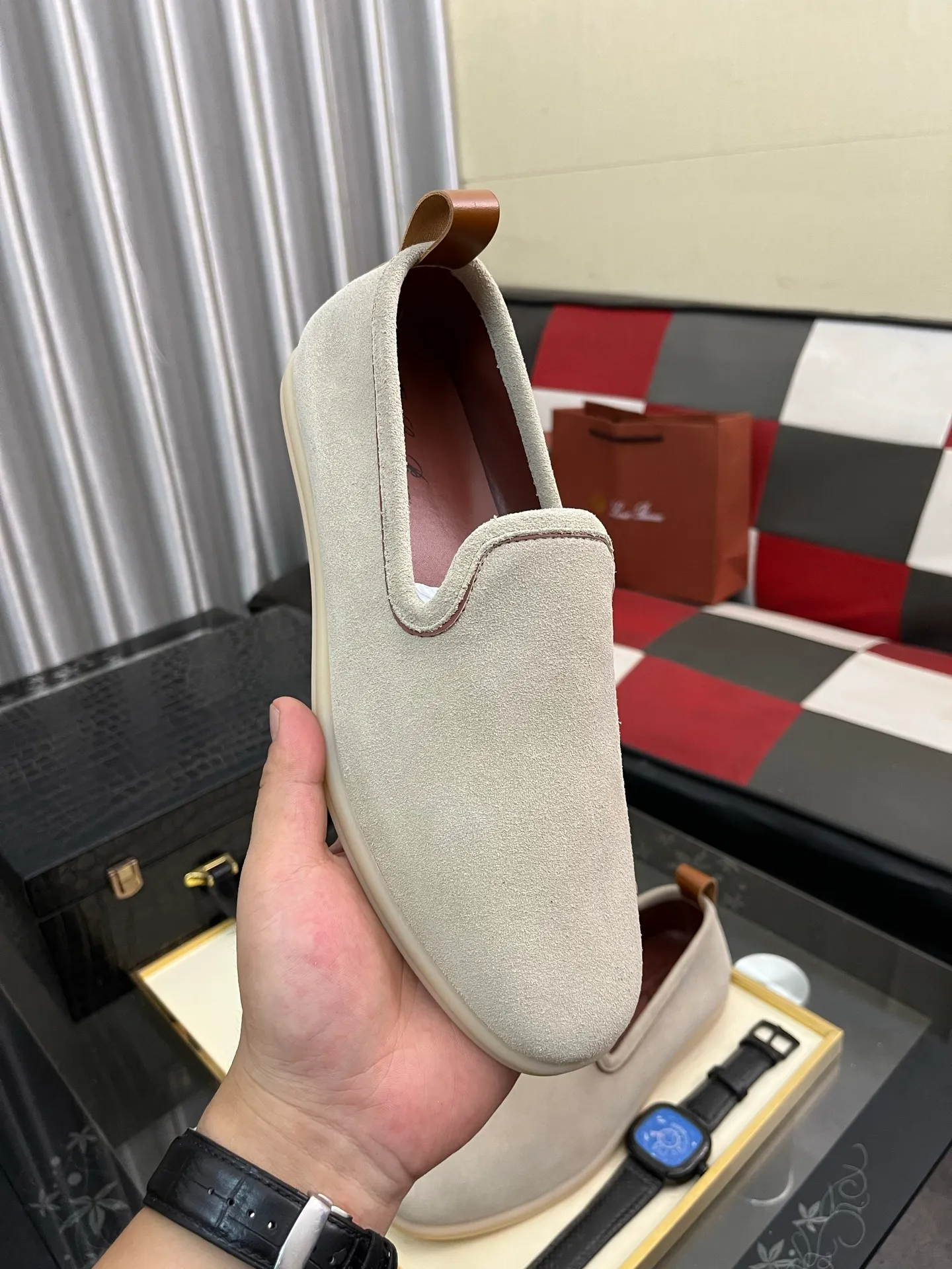 Men's men's shoes 💰420⌚️⌚️Loro*Piana pure original 2023 soft and comfortable LP deerskin flat casual star same style slip-on Loft men's shoes size 38-44